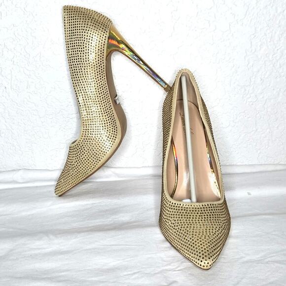 Lauren Lorraine Dori Gold Rhinestone Pointed Toe High Heel Stiletto Size 9 NIB - Picture 1 of 6